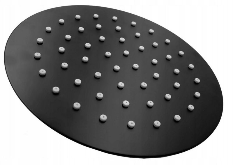 Deszczownica Okrągła Czarna Slim 20 Granitan Metalowa Prysznicowa Natryskowa 1 szt.