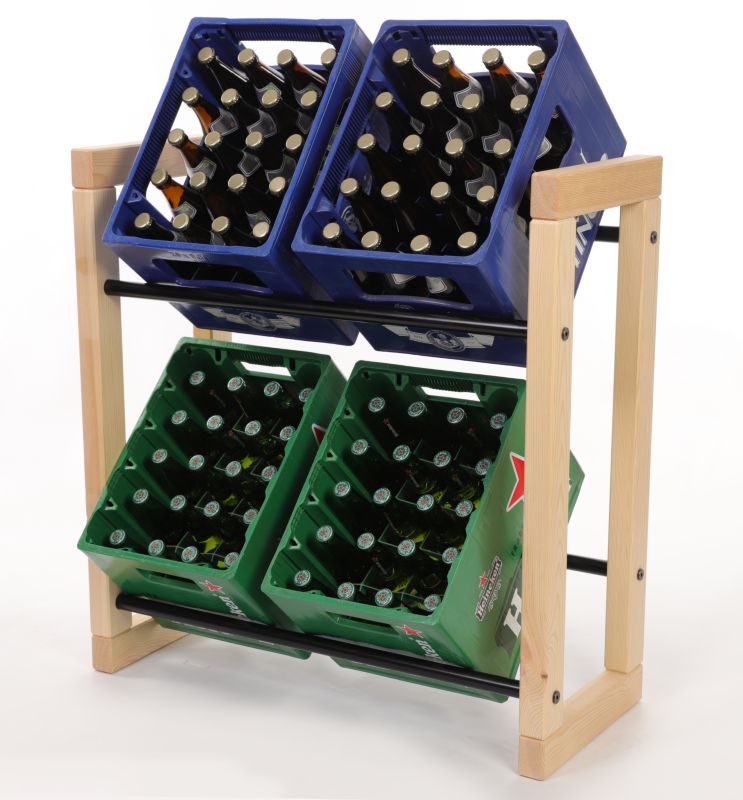 Regał na skrzynki na napoje MODO24 z metalowymi drążkami 85x77 cm naturalny 1 szt.