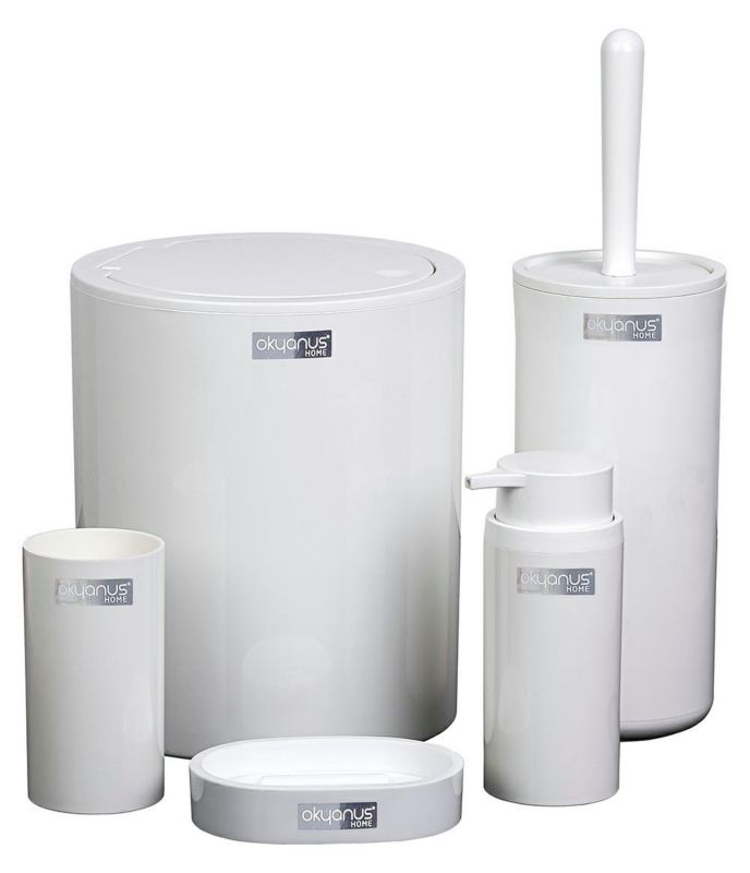 Komplet łazienkowy Round OKYANUS biały 5 elementów różne wymiary 1 kpl.