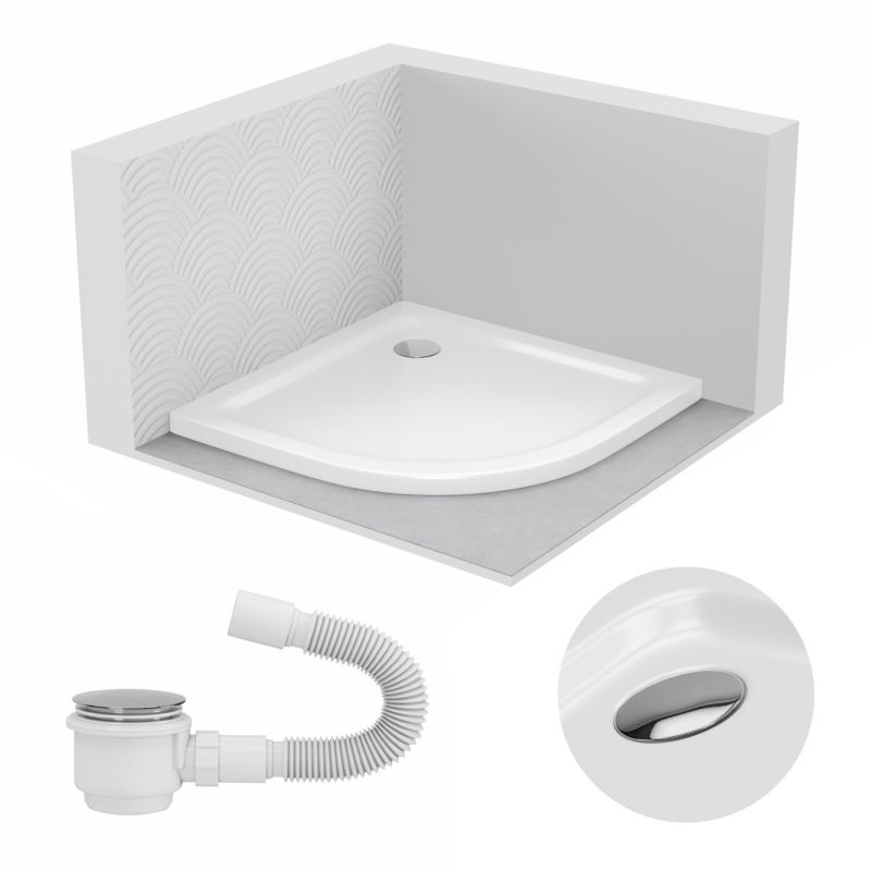 Brodzik akrylowy SLIM SEVANTE półokrągły 90x90 biały z syfonem 1 szt.