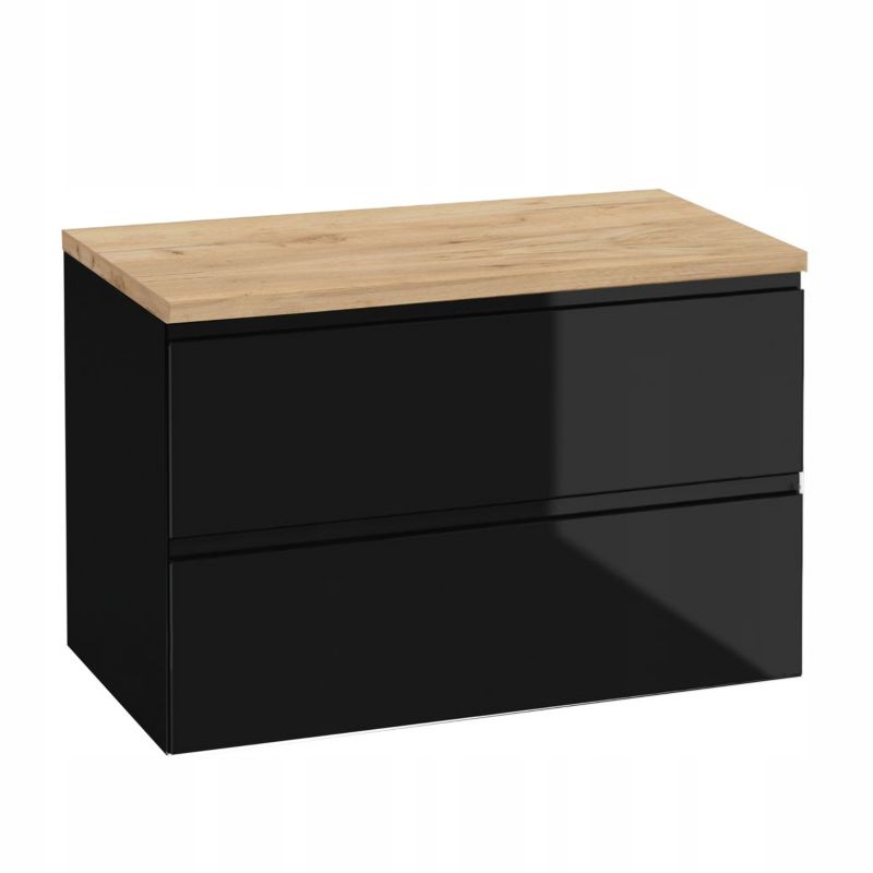 Szafka Łazienkowa Stamar Czarna Wisząca Połysk Blat Dąb Złoty 800 x 460 mm 1 szt