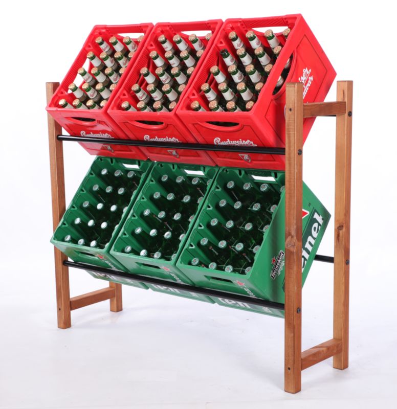 Regał na skrzynki na napoje MODO24 z metalowymi drążkami 103 cm brązowy 1 szt.