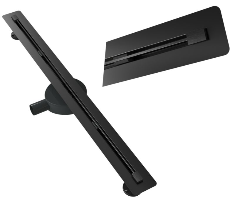 Odpływ Liniowy Pod Płytkę 90cm Granitan Luno Czarny Stal 2w1 Prysznic Brodzik Syfon 1szt.