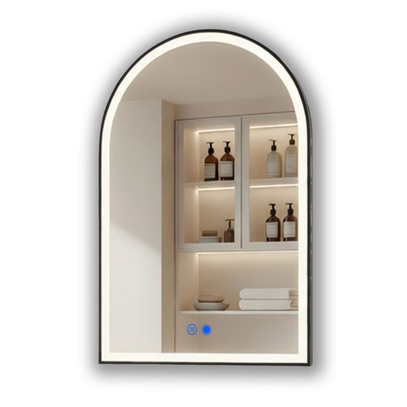 Lustro łazienkowe LED łukowe 70x100 cm ARTFORMA podświetlane, antypara, dotykowe, czarny matowy
