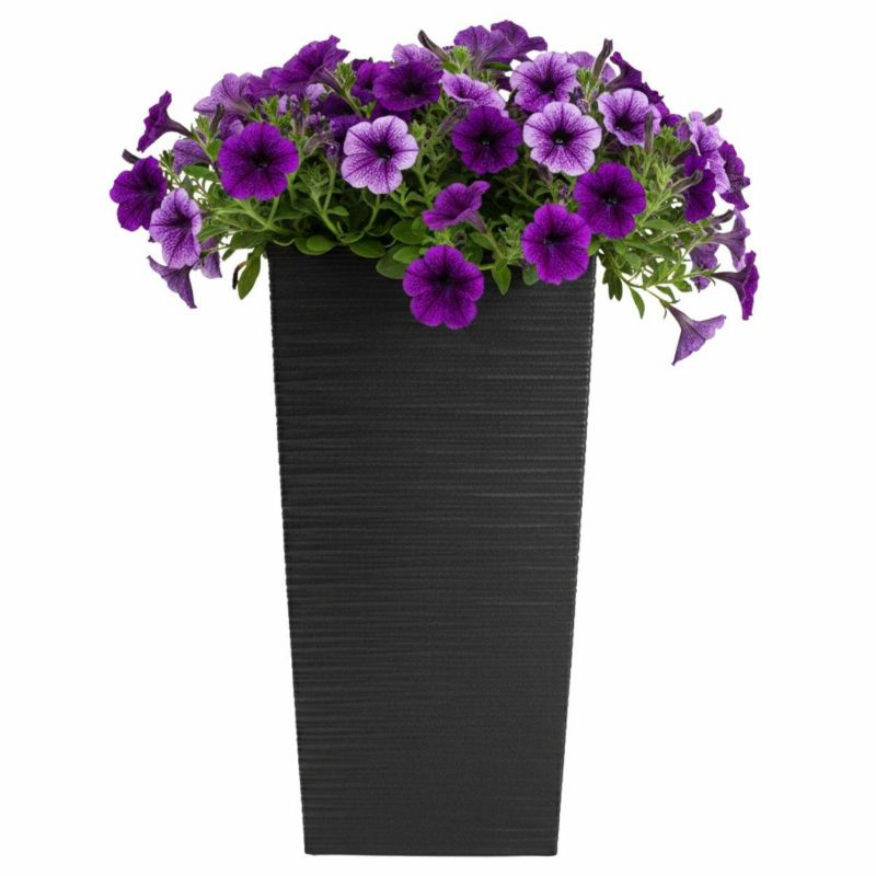 Doniczka ogrodowa Porto Riflo HowHomely czarna z wkładem h67,7x35x35 cm 1 szt.