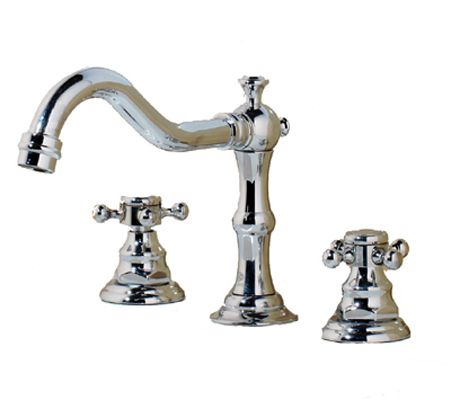 Bateria umywalkowa Lauferi ELENE mosiężna trójotworowa srebrny chrom retro 1 szt.