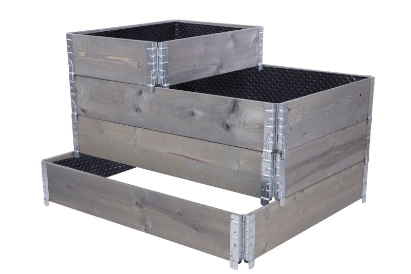 Skrzynia na warzywa MODO24 40x80x100 cm impregnowane szare drewno 1 szt. z folią kubełkową 1 szt.