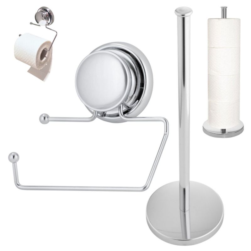 Komplet Yoka Home do papieru toaletowego uchwyt i stojak srebrny - 1 szt.