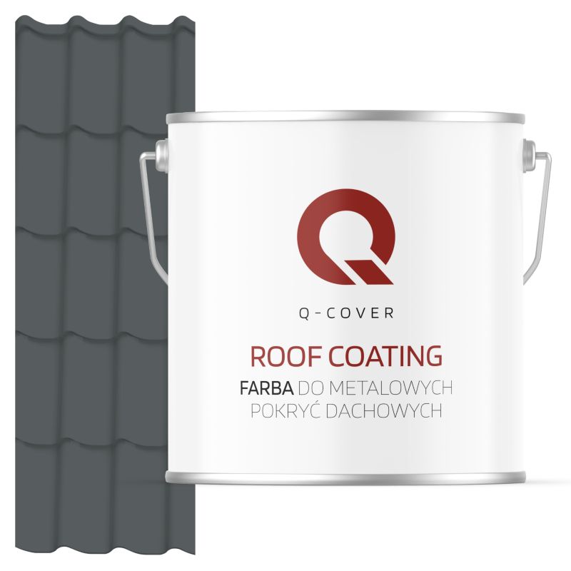 Farba do Metalowych Pokryć Dachowych Q-Cover Szary bazaltowy RAL7012 Półmat 5L
