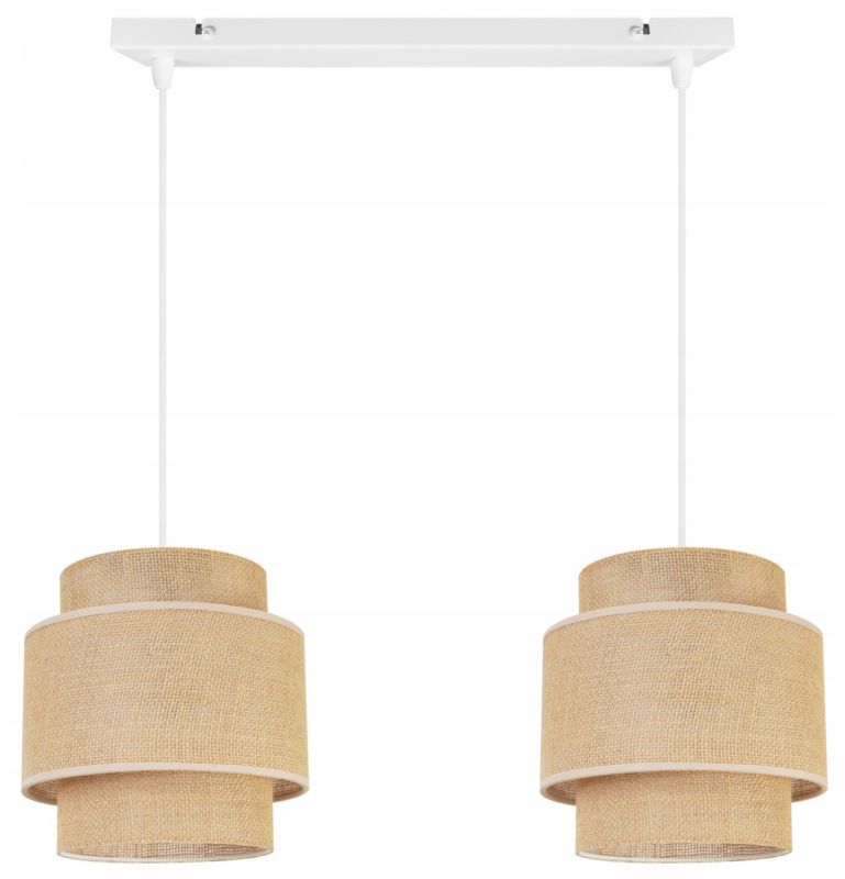 Lampa sufitowa wisząca Light Home LH Boho 2x E27 60W abażur juta biały/beżowy 1szt.
