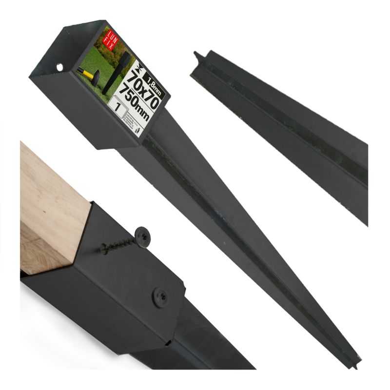 Podstawa słupa Lun Fix do gruntu wbijana czarna 7x7x75cm 1szt.