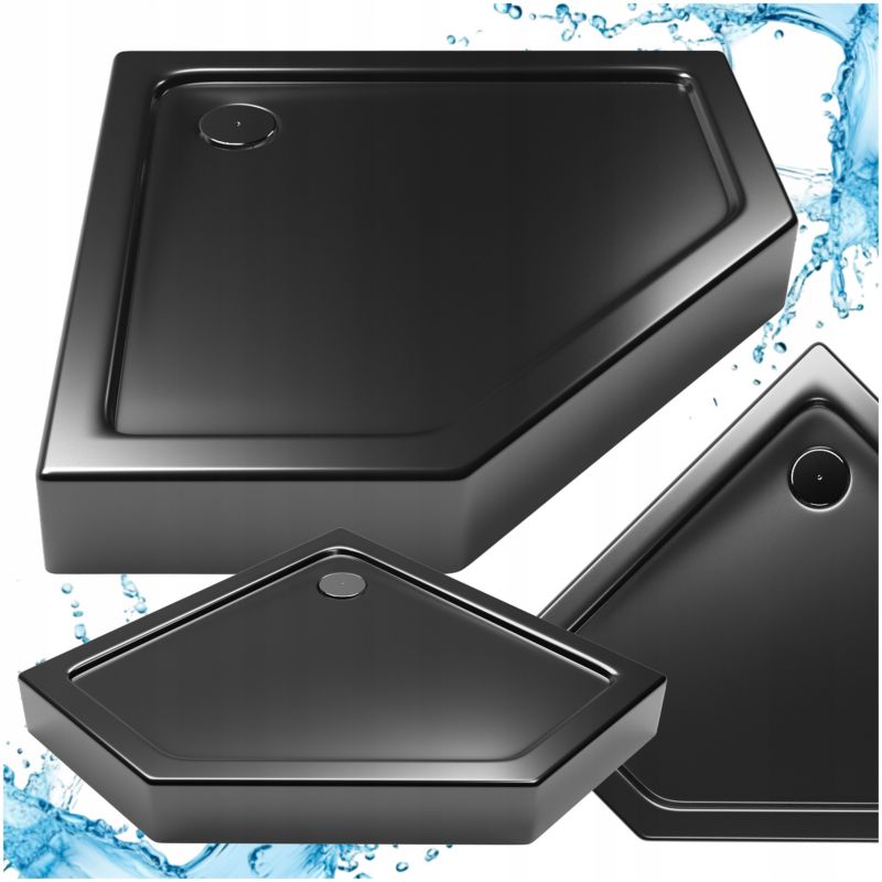 Brodzik 80x80 czarny pięciokątny prysznicowy pentagonalny akrylowy Laminart 1 szt.