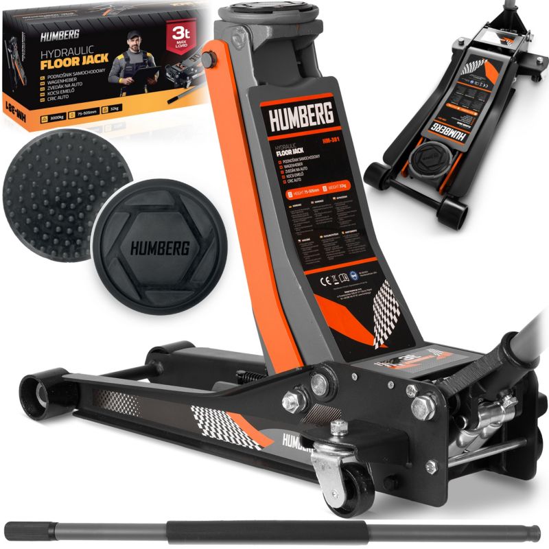 Podnośnik samochodowy Humberg hydrauliczny żaba lewarek 75-505mm 3T 1 szt.