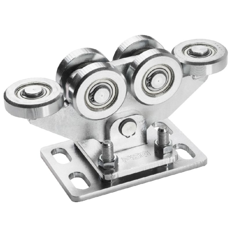 Wózek jezdny do bramy przesuwnej PSG z akcesoriami do szyny / profilu 80x80 (6-rolkowy, rolki stalowe) 1 szt.