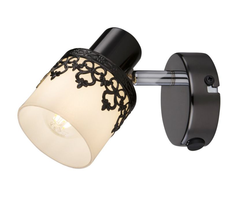 Kinkiet ścienny Rabalux Lacey czarno-biały z włącznikiem 1 x E14 x IP20 wym: 11,5 x 8 x 14,5 cm - 1 szt.