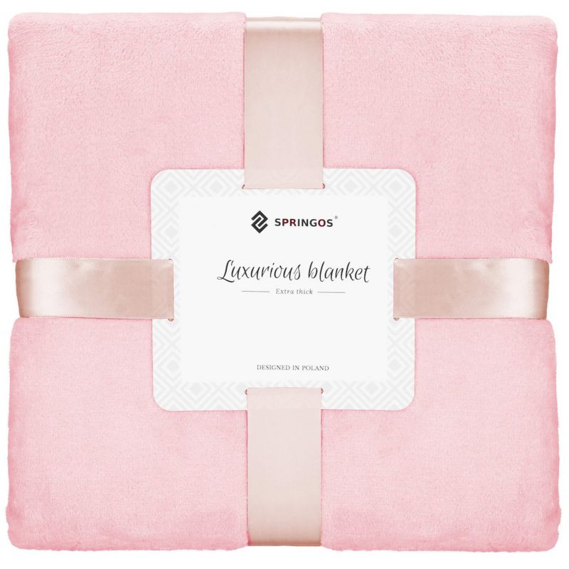Narzuta na łóżko, pled Springos 150x200 cm różowy 1 szt.