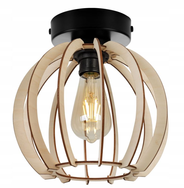 Lampa sufitowa kinkiet Light Home LH Timber 1x E27 60W 24cm czarny 1szt.