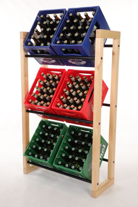 Regał na skrzynki na napoje MODO24 z metalowymi drążkami 136x77 cm naturalny 1 szt.