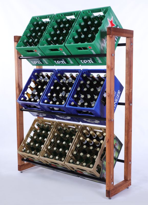 Regał na skrzynki na napoje MODO24 z metalowymi drążkami 136x112 cm brązowy 1 szt.