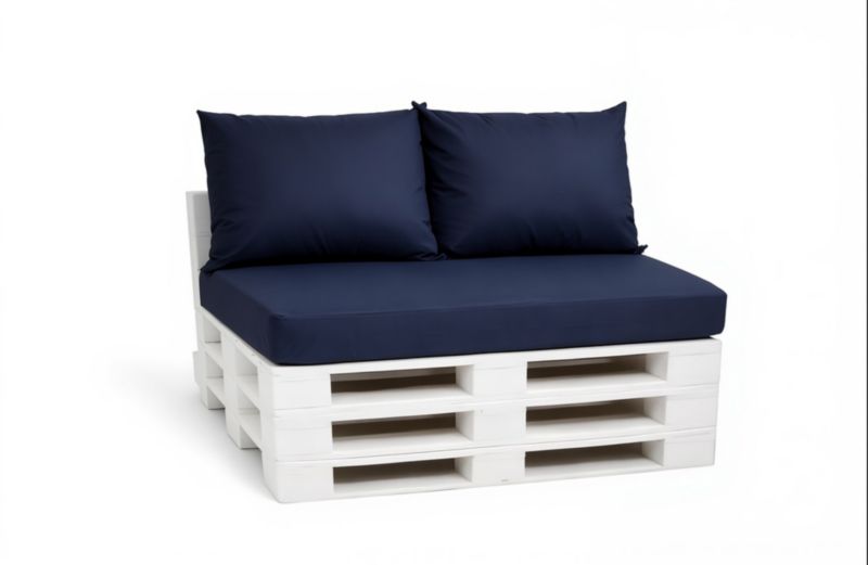 Zestaw 3 poduszek na paletę, Setgarden, 120x50x10 cm, 2x60x50cm oparcie,, Granatowa dwustronne poduszki na meble ogrodwe, 1szt