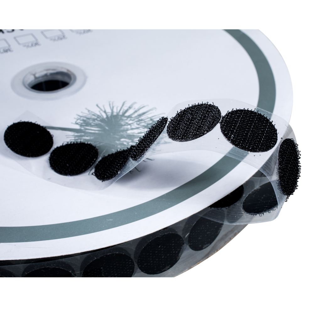 Rzep Kółka Samoprzylepne (Haczyk), Klej Kauczuk - Czarne 16MM/1250SZT - Opakowania.Online