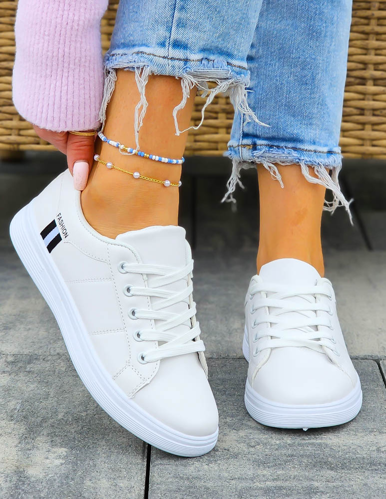 Białe Trampki Buty Sportowe Ze Skóry Fit Fashion Basic