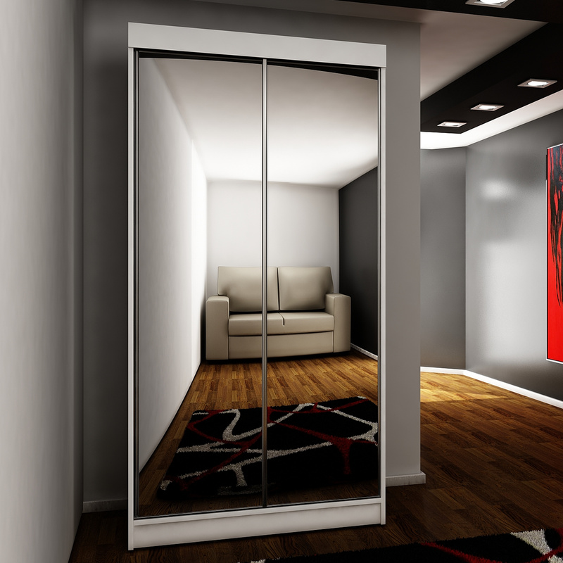 Szafa przesuwna z lustrem 100 cm dwudrzwiowa TARO biały