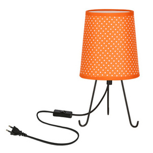 Czarna lampa stołowa z abażurem pomarańczowym w kropki SMALLY 1-punktowa
