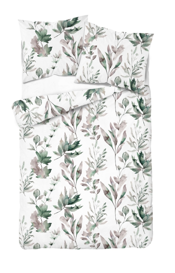 Pościel 160x200 + 2 poszewki | 100% bawełna | zielony bluszcz