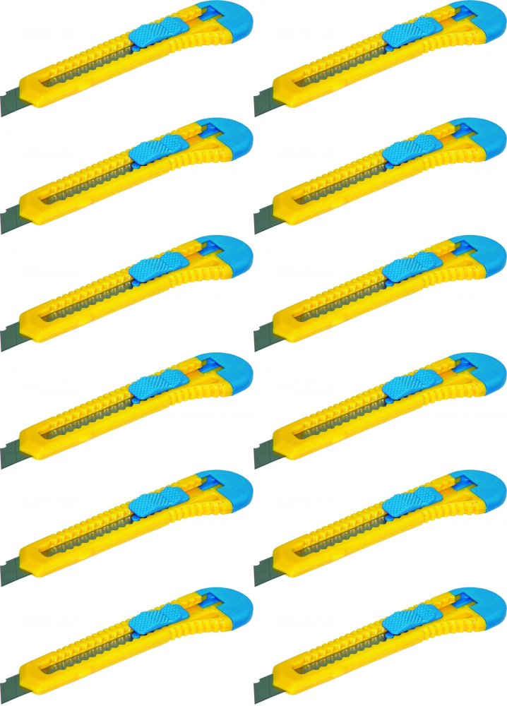 12x Nożyk biurowy z wymiennym ostrzem Donau, 18mm, żółto-niebieski