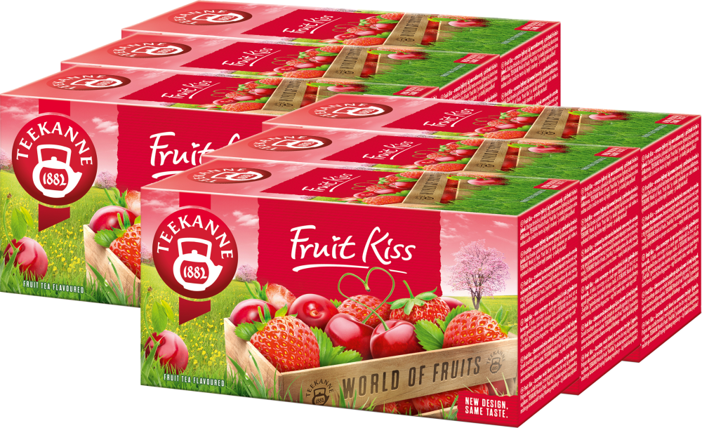 6x Herbata owocowa Teekanne World of Fruits Fruit Kiss, wiśniowo-truskawkowy, 20 sztuk x 2.25g