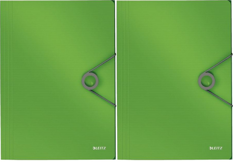 2x Teczka na dokumenty Leitz Solid, z gumką, A4, PP, 15mm, jasnozielony
