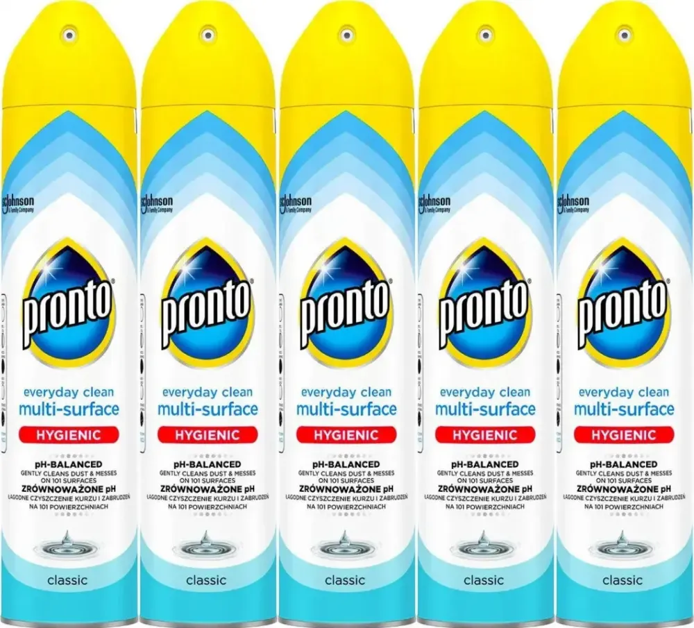 5x Pronto do mebli Multi Surface Original, spray, przeciw kurzowi, 250ml