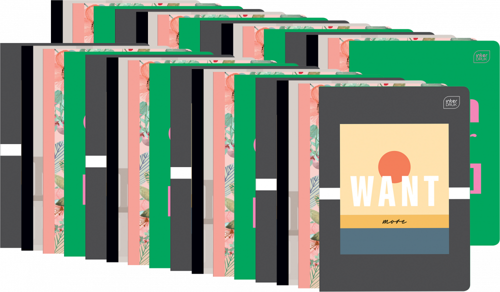 30x Zeszyt w linie Interdruk UV, A5, 80 kartek, mix wzorów