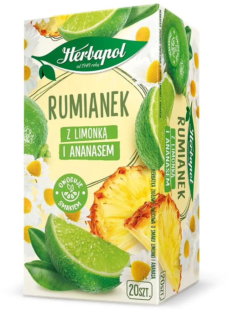 Herbata w torebkach Herbapol, rumianek z limonką i ananasem, 20 sztuk x 1.5g