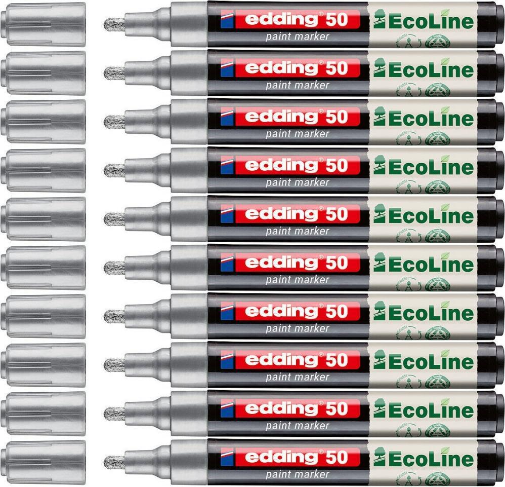 10x Marker olejowy edding 50 EcoLine, okrągła, 2-3mm, srebrny