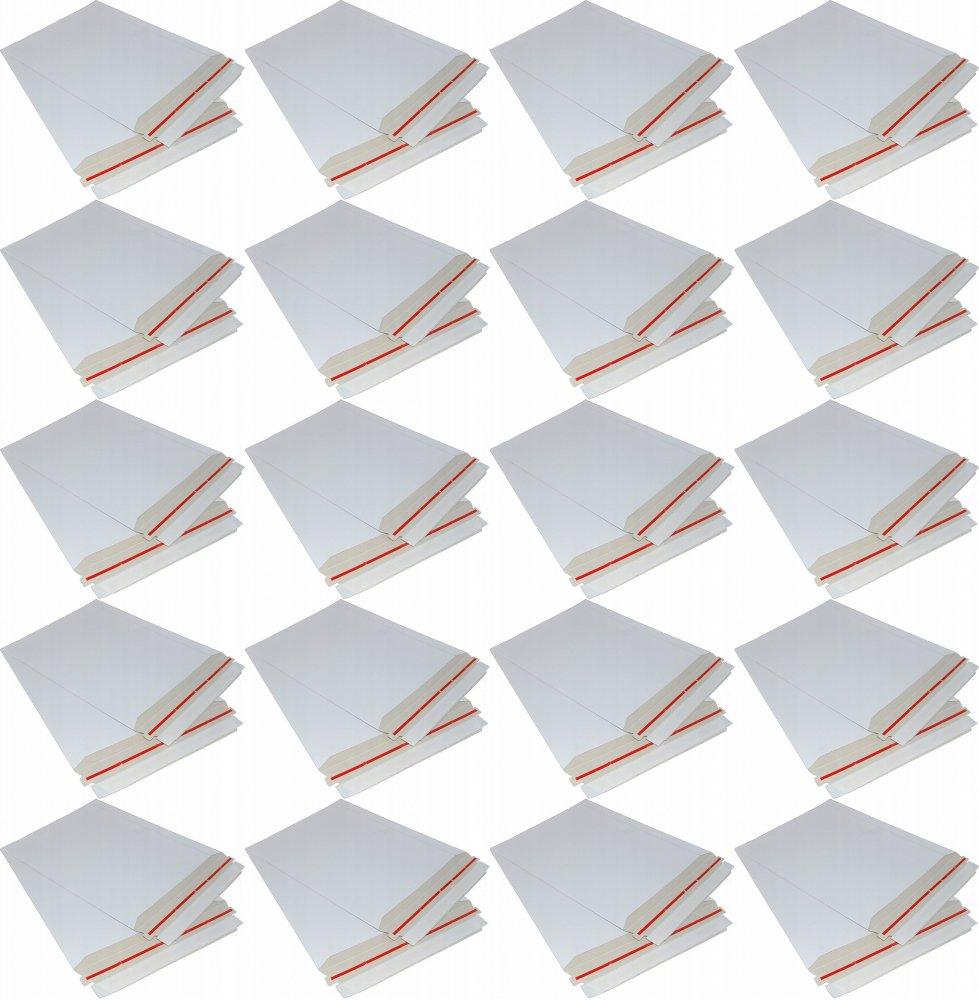 20x Koperta kartonowa Lettpac, 250x353mm, z paskiem samoprzylepnym, biały