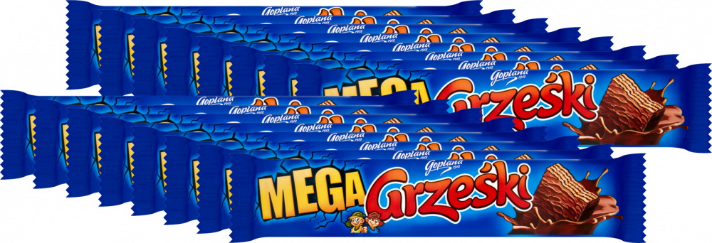 16x Wafelki Grześki Mega, w czekoladzie, kakaowy, 48g