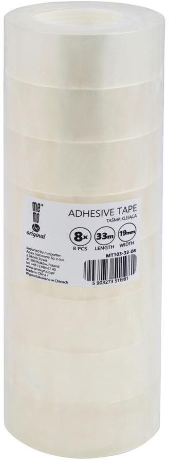 Taśma klejąca MemoBe, 19mmx33m, 8 sztuk, przezroczysty