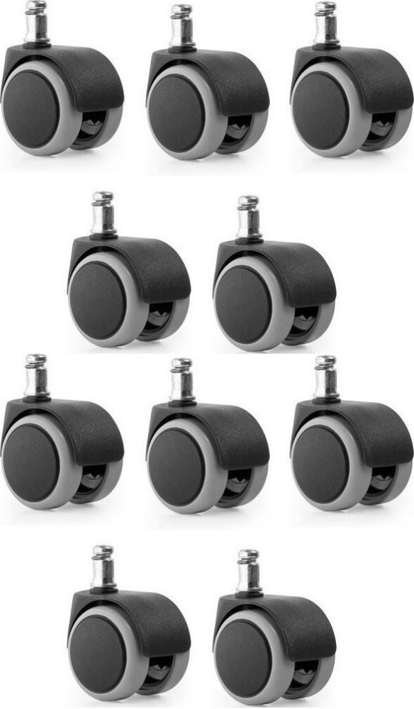 2x Kółka do krzeseł Nowy Styl, 11mm, do powierzchni twardych, 5 sztuk, szaro-czarny