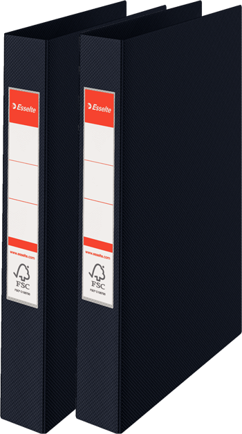 2x Segregator Esselte Vivida, A4, szerokość grzbietu 42mm, do 190 kartek, 4 ringi, czarny