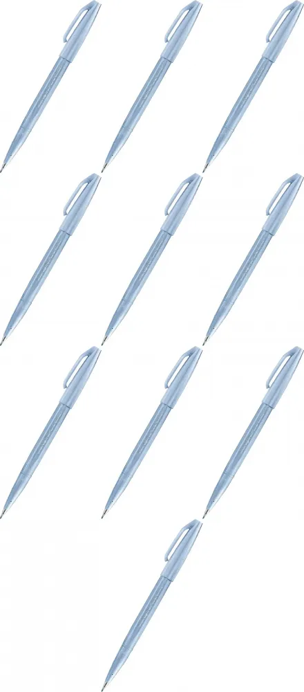 10x Pisak pędzelkowy do kaligrafii Pentel Brush Sign Pen SES15C, 2.07mm, szaro-błękitny