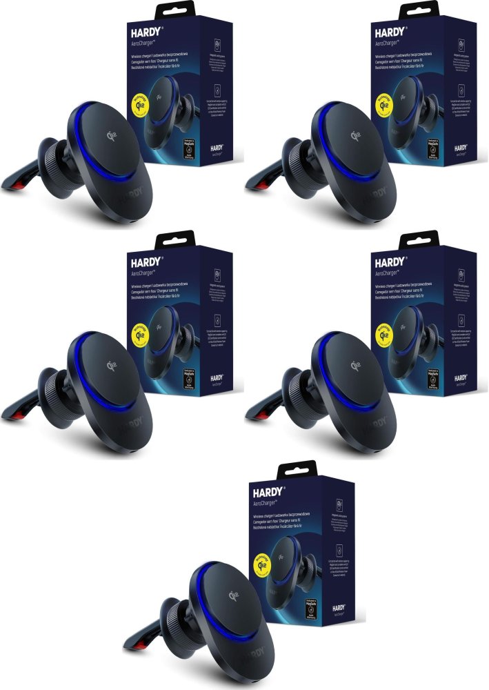 5x Uchwyt na telefon do samochodu 3mk Hardy AeroCharger, MPP Qi2, magnetyczny, z ładowarką indukcyjną MagSafe 15W, czarny