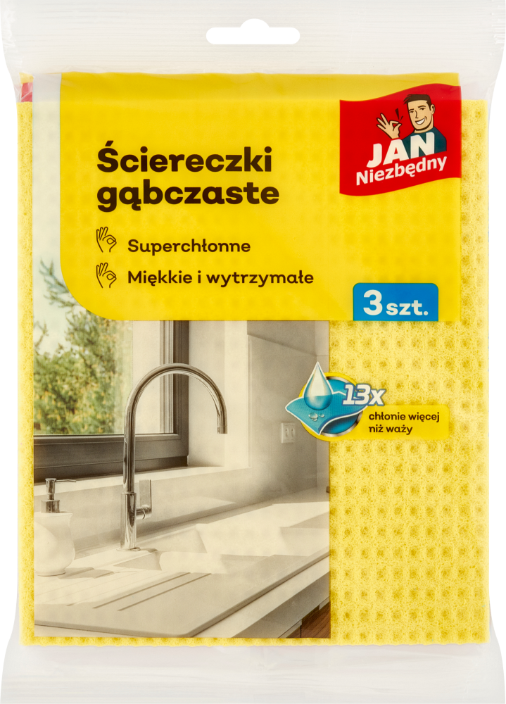 Zmywak gąbczasty Jan Niezbędny, 3 sztuki, mix kolorów