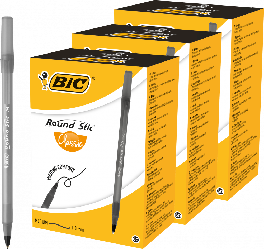 180x Długopis Bic Round Stic Classic, 1mm, czarny