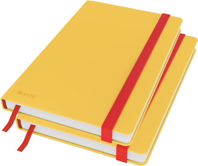 2x Notatnik w kratkę Leitz Cosy, A5, twarda oprawa, 80 kartek, żółty