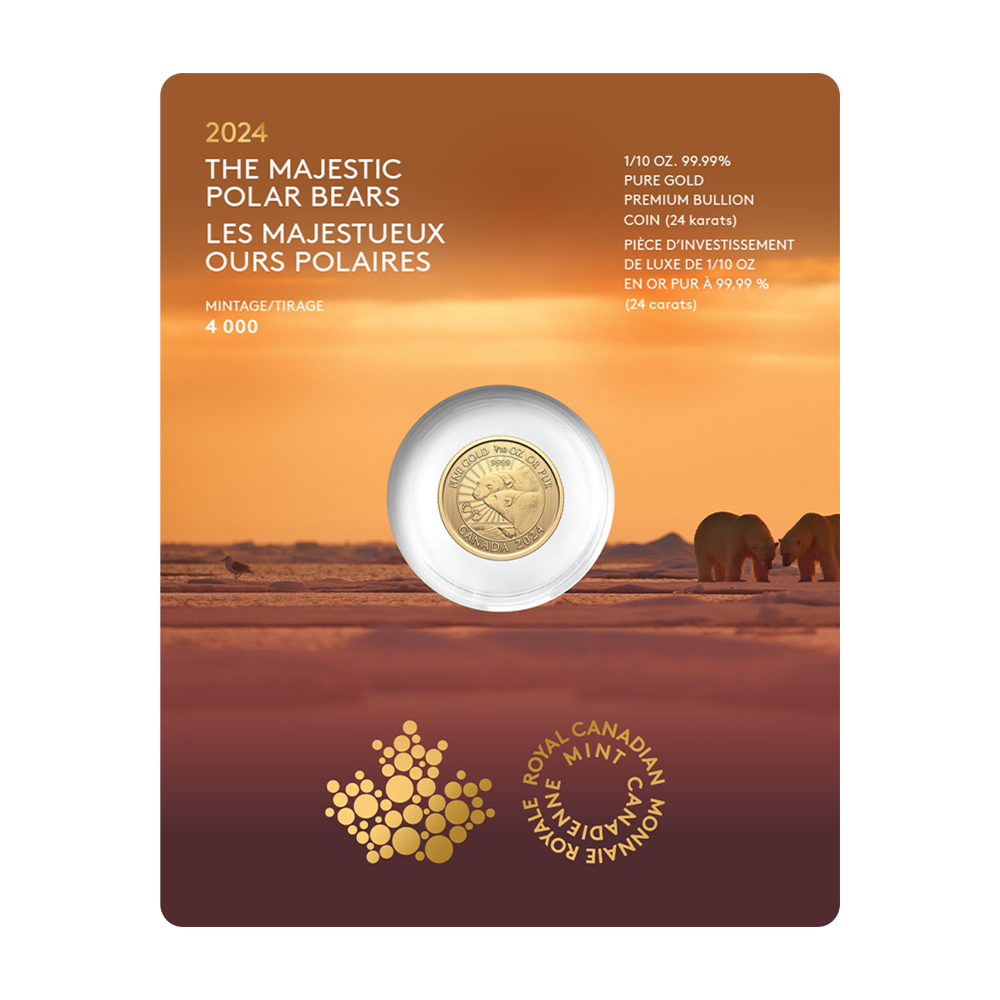 Złota moneta Niedźwiedź Polarny 2024 1/10 uncji - wysyłka 24 h! - Mennica Skarbowa