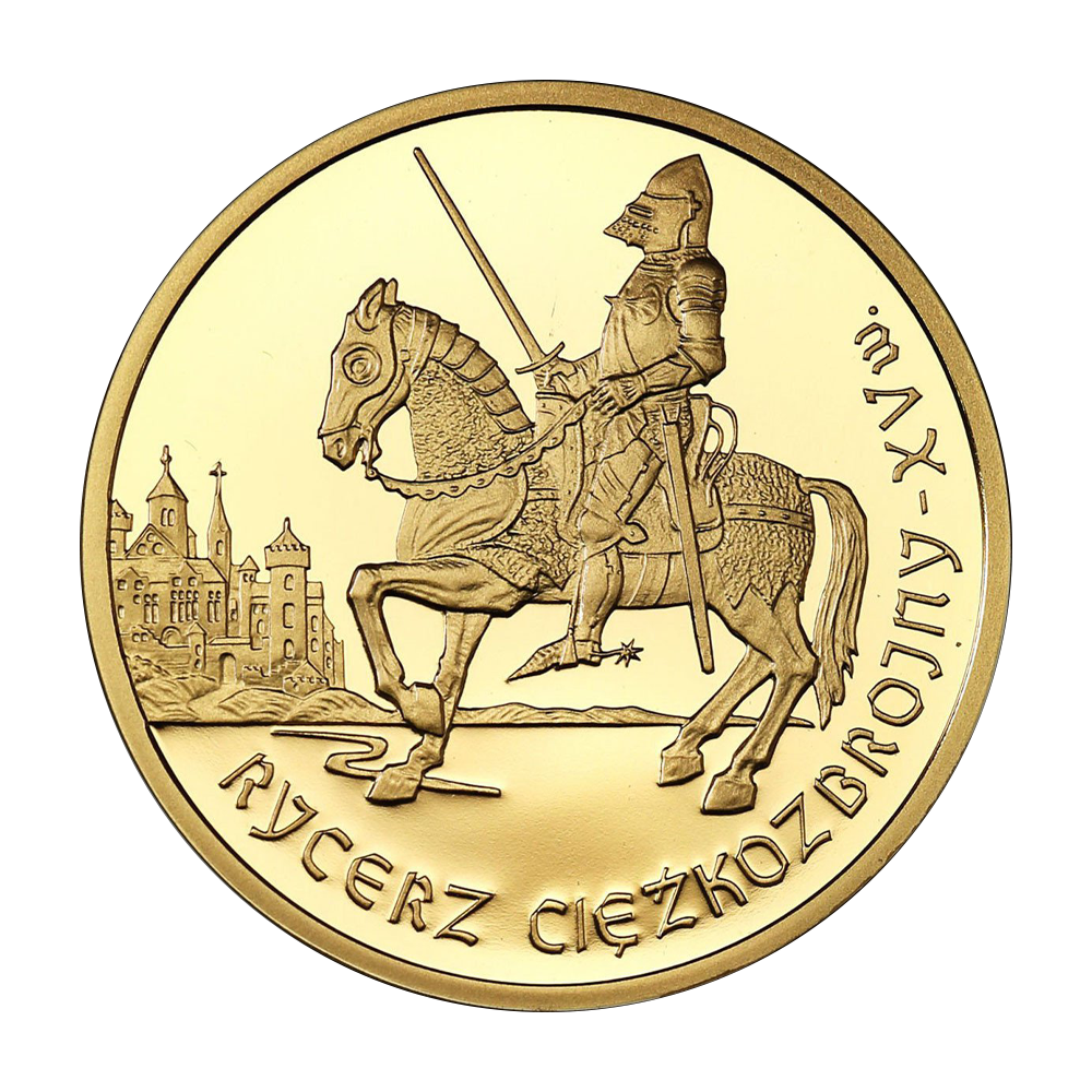 Złota moneta 200 zł Historia Jazdy Polskiej: Rycerz ciężkozbrojny XV w. 2007 - wysyłka 24 h! - Mennica Skarbowa