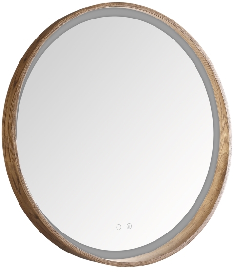 Zuma Line lustro 80x80 cm okrągłe z oświetleniem z matą grzewczą drewno 3123-2