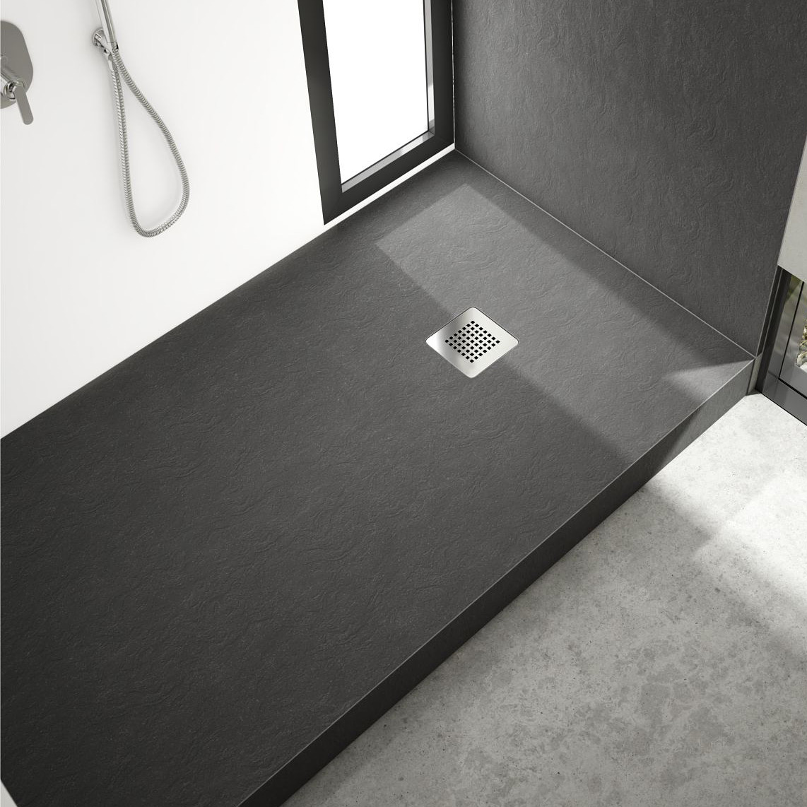 Schedpol New Horizons Black Stone brodzik 130x100 cm prostokątny czarny 3.3326/C/ST-M2